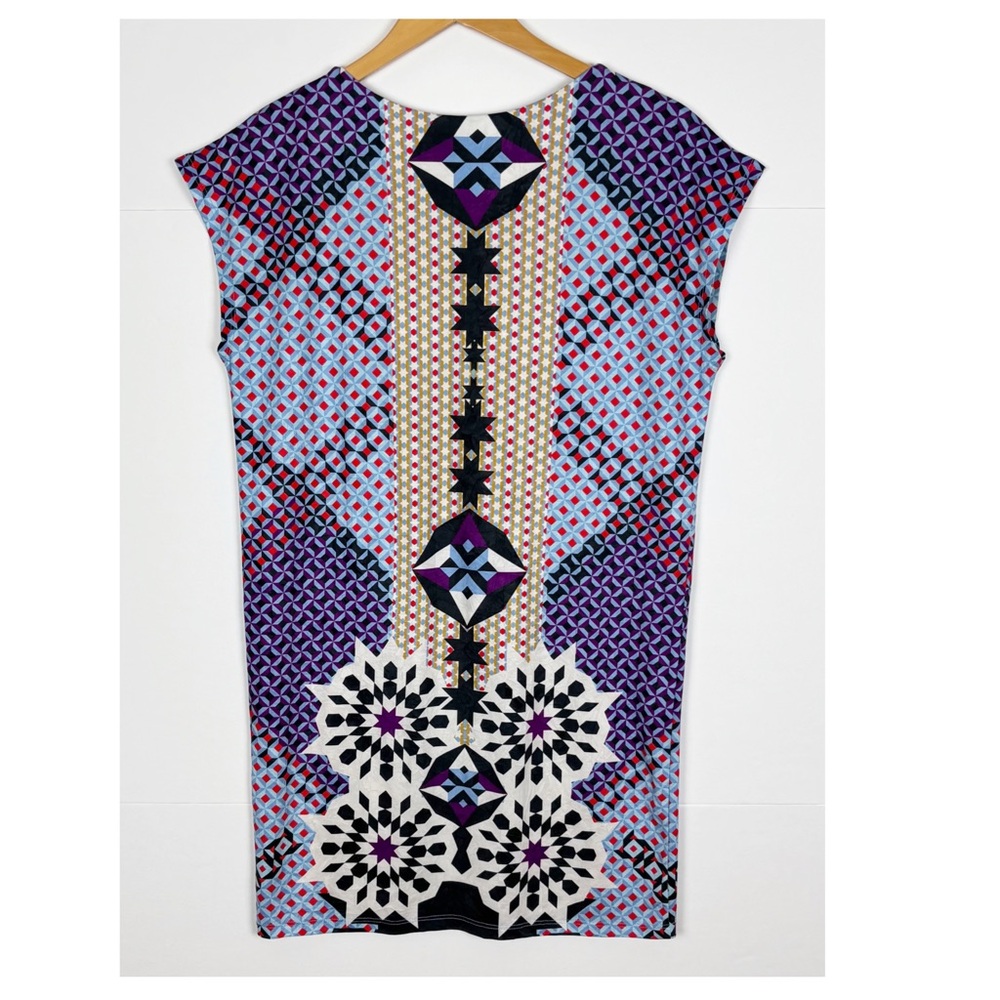 Isle by Melis Kozan Sz XS Mosaic Tile Print Mini Dress Artsy Boho - Picture 2 of 6